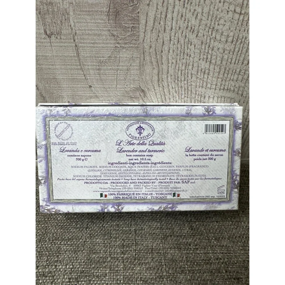 La Saponeria Firenze Lavender & Turmeric Scented Soap Made In Italy Gift Box